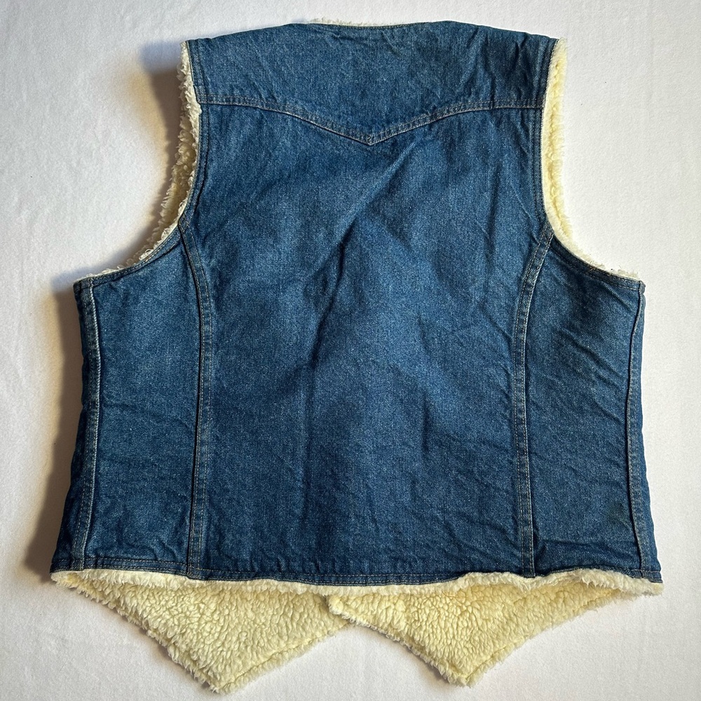 Vintage Levi’s Orange Tab Sherpa Lined Denim Vest Women’s XL Western Cowboy Jean - Picture 5 of 6
